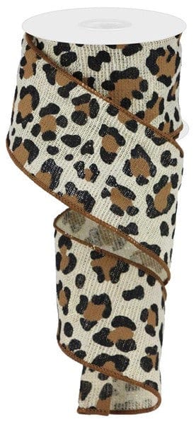 2.5" X 10YD LEOPARD ON COTTON/MET - IVORY/GOLD/BLACK/BROWN Craig Bachman RGB140408