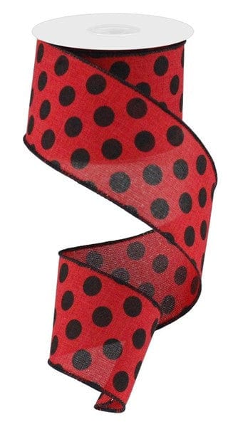 2.5" X 10YD MEDIUM POLKA DOT ROYAL BURLAP - RED/BLACK Craig Bachman RG0162824