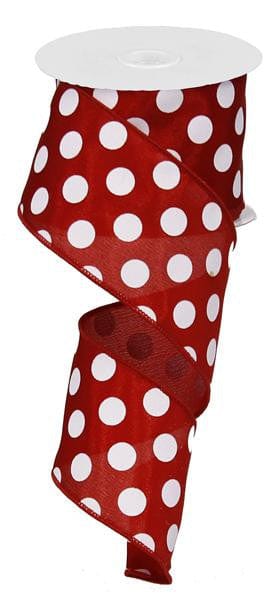 2.5" X 10YD MEDIUM POLKA DOTS-CRIMSON RED/WHITE Craig Bachman RG01204CE