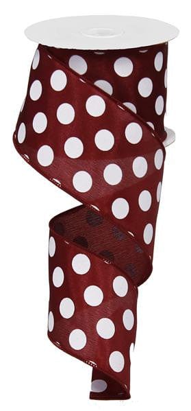 2.5" X 10YD MEDIUM POLKA DOTS-MAROON/WHITE Craig Bachman RG01204CX