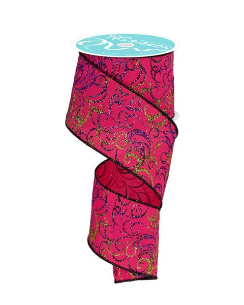 2.5" x 10yd Multi Swirls - Hot Pnk/Black/Lime/Purple Craig Bachman RIBBON RGF133111