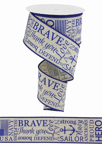 2.5" x 10yd Navy On Royal Burlap Craig Bachman