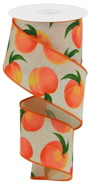 2.5" X 10YD PEACHES ON ROYAL - CREAM/PEACH/GOLD/GREEN Craig Bachman RGC1224C2