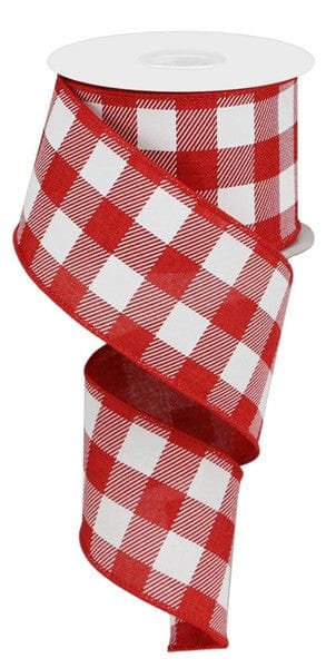 2.5" X 10YD PLAID CHECK ON ROYAL - RED/WHITE Craig Bachman RGA105924