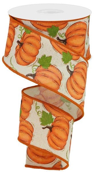 2.5" X 10YD PUMPKIN PATCH ON ROYAL - CREAM/ORANGE/BROWN/MOSS Craig Bachman RGA147464