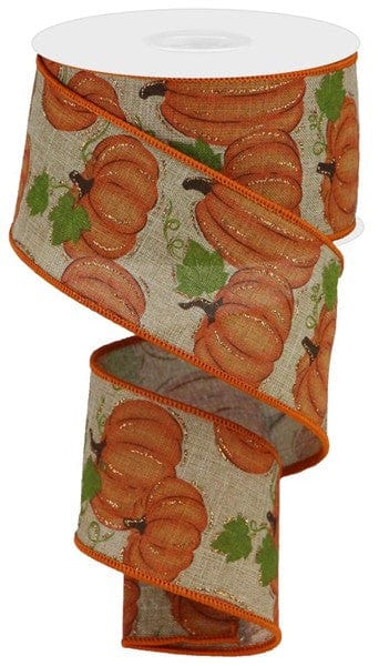 2.5" X 10YD PUMPKIN PATCH ON ROYAL - LIGHT BEIGE/ORANGE/MOSS/BROWN Craig Bachman RGA147401