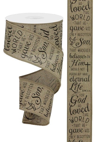 2.5" X 10YD ROYAL BURLAP JOHN 3:16 - BEIGE/BLACK Craig Bachman RG0148501