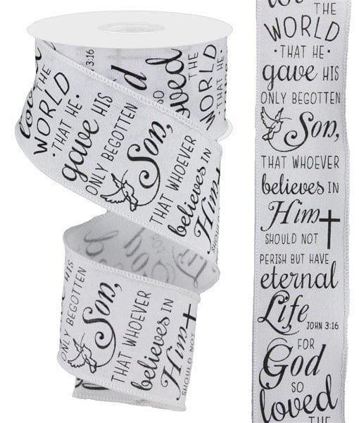 2.5" X 10YD ROYAL BURLAP JOHN 3:16 - WHITE/BLACK Craig Bachman RG0148527