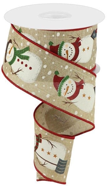 2.5" X 10YD RUSTIC SNOWMEN ON ROYAL - LIGHT BEIGE/CREAM/ORANGE/BLUE Craig Bachman RGC16054Y