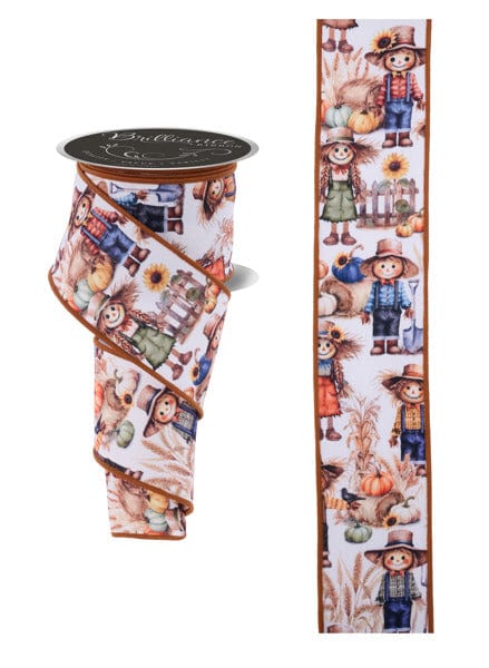 2.5" x 10yd Scarecrows - Ivory/Multi Craig Bachman RIBBON LS1093RT