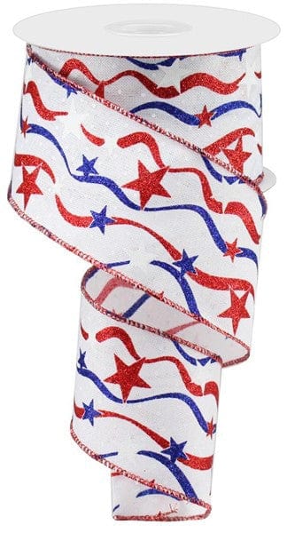 2.5" X 10YD STARS AND WAVY STRIPES/ROYAL - WHITE/RED/BLUE Craig Bachman RGA167627