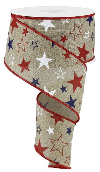 2.5" x 10yd Stars Print/Royal - Red/White/Blue Craig Bachman Ribbon RG1514KY