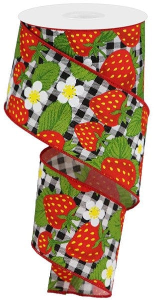 2.5" X 10YD STRAWBERRIES ON CHECK - BLACK/WHITE/RED Craig Bachman RGA1783X6