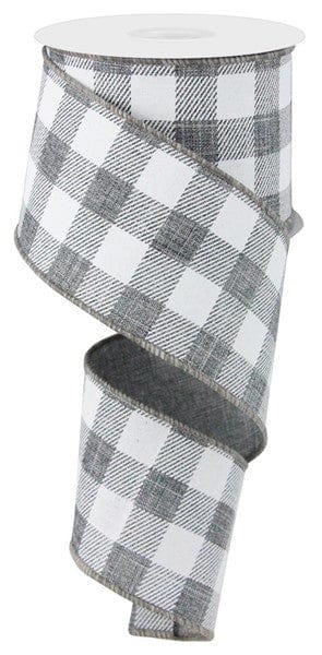 2.5" X 10YD STRIPED CHECK ON ROYAL - GREY/WHITE Craig Bachman RG0180010