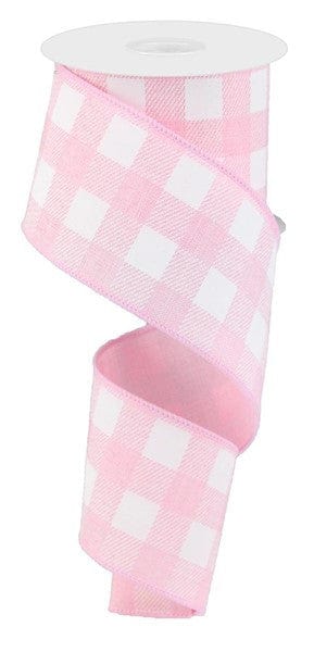 2.5" X 10YD STRIPED CHECK ON ROYAL - LIGHT PINK/WHITE Craig Bachman RG0180015