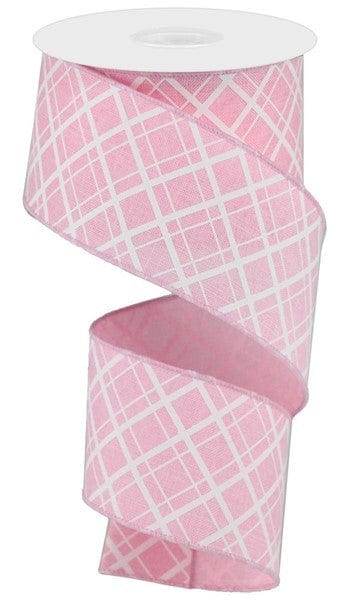 2.5" X 10YD THICK/THIN DIAGONAL CHECK - LIGHT PINK/WHITE Craig Bachman RGA150615