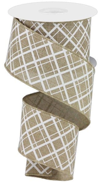 2.5" X 10YD THICK/THIN DIAGONAL CHECK - LT BEIGE/WHITE Craig Bachman RGA150601