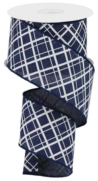 2.5" X 10YD THICK/THIN DIAGONAL CHECK - NAVY BLUE/WHITE Craig Bachman RGA150619