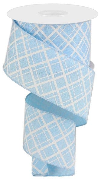 2.5" X 10YD THICK/THIN DIAGONAL CHECK - PALE BLUE/WHITE Craig Bachman RGA150614