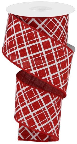 2.5" X 10YD THICK/THIN DIAGONAL CHECK - RED/WHITE Craig Bachman RGA150924