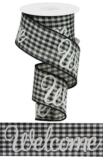 2.5" X 10YD WELCOME W/GINGHAM CHECK - BLACK/WHITE Craig Bachman RGA1250CF