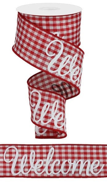 2.5" X 10YD WELCOME W/GINGHAM CHECK - RED/WHITE Craig Bachman RGA1251F3