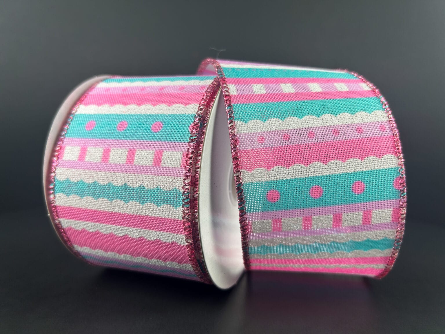 2.5" X 10YD Whimsy Stripe Ribbon - Pink, Blue, Lavender Jascotina Ribbon 71403-40-03