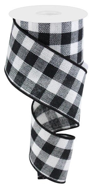 2.5" X 10YD WOVEN FLANNEL CHECK - WHITE/BLACK Craig Bachman RGA1514X6