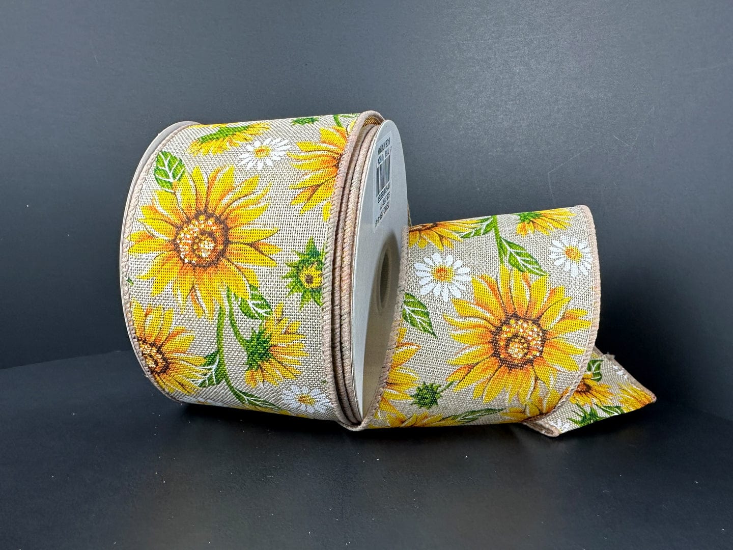 2.5" X 1OYD  Linen Sunflowers & Daisies Ribbon Jascotina RIBBON 41536-40-49