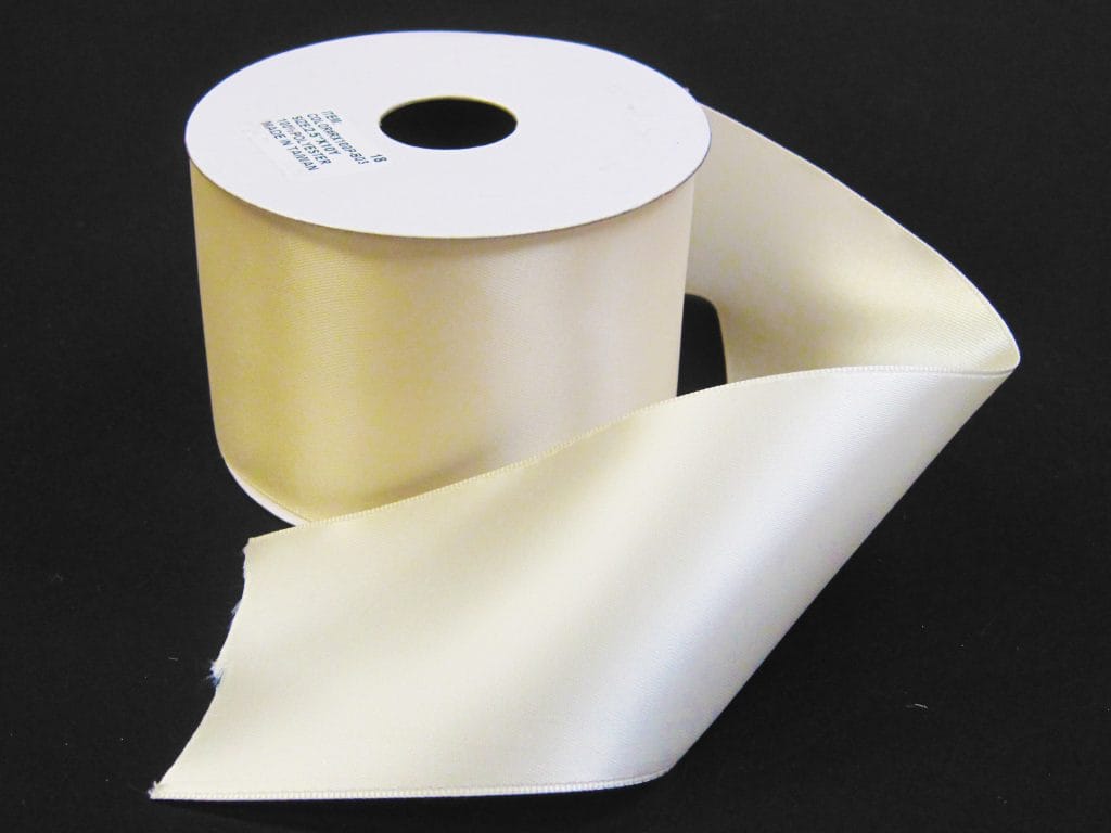 2.5" X 25YD Unwired Double Face Satin - Ivory Jascotina 981440-18