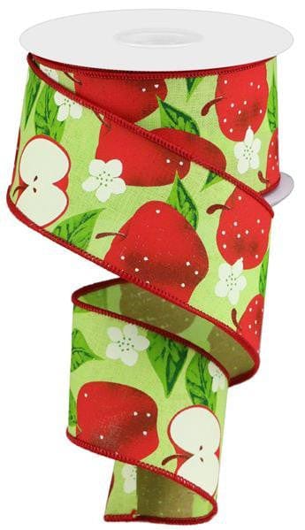 2.5"X10YD Apples on Royal - BRT Green/Red Shirley's Direct RGA118809