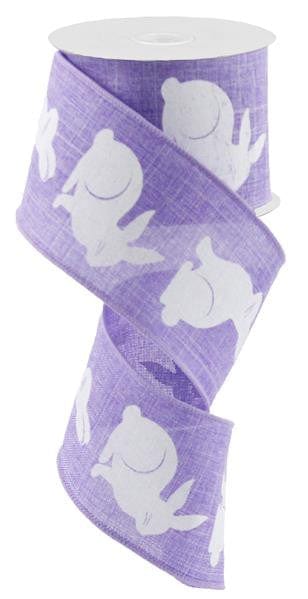 2.5"X10YD Bunny Bold Print On Royal - Lavender/White Craig Bachman RG0164613