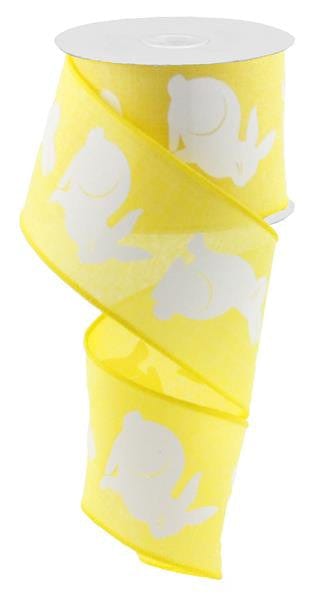 2.5"X10YD Bunny Bold Print On Royal - Yellow/White Craig Bachman RG0164629