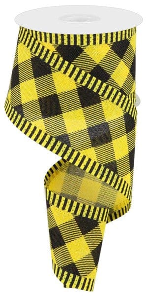 2.5"X10yd Diagonal Check On Royal/Stripe - Sun Yellow/Black Craig Bachman RGA814929