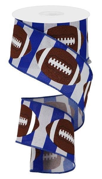 2.5"X10YD FOOTBALLS ON ROYAL - BLUE/WHITE/BROWN Craig Bachman RGA136703