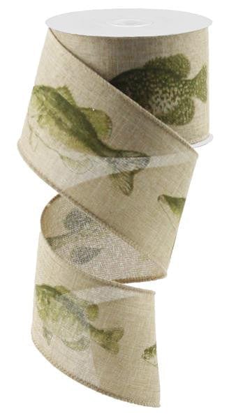 2.5"X10YD Fresh Water Fish On Royal - LT Beige/DK Green/Moss Shirley's Direct RG0165401