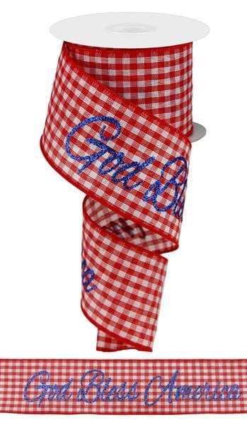 2.5"X10YD God Bless America Gingham - Red/White/Blue Shirley's Direct RG01671