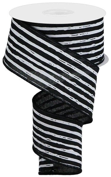 2.5"X10YD IRREGULAR STRIPES ON ROYAL - BLACK/WHITE Craig Bachman RGA138202