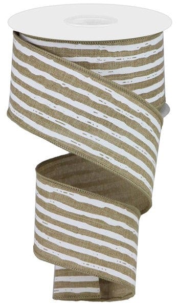 2.5"X10YD IRREGULAR STRIPES ON ROYAL - LT BEIGE/WHITE Craig Bachman RGA138201