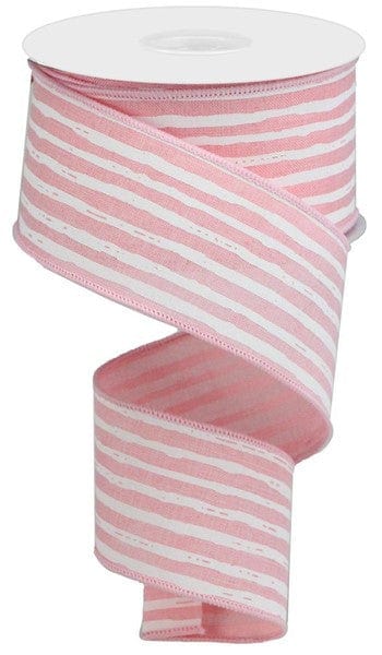 2.5"X10YD IRREGULAR STRIPES ON ROYAL - PALE PINK/WHITE Craig Bachman RGA138215