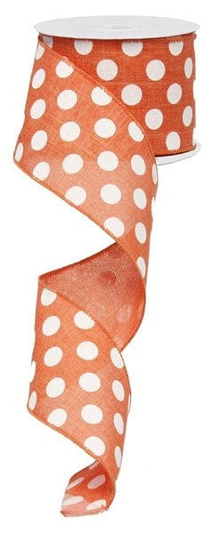 2.5"X10yd Medium Polka Dots - Dark Coral/White Craig Bachman RG01207NE