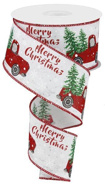 2.5"X10YD MERRY CHRISTMAS TRUCK W/TREE Shirley's Direct R419027