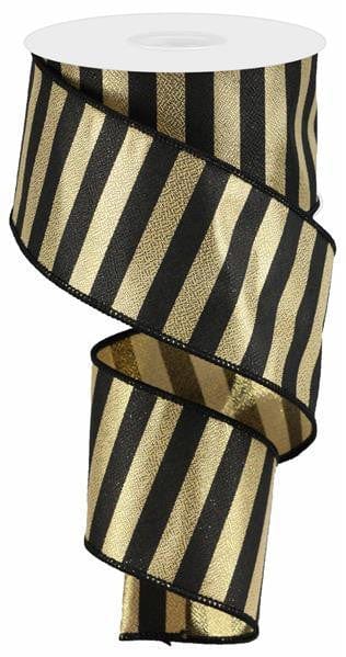 2.5"X10YD METALLIC HORIZONTAL STRIPE-GOLD/BLACK Shirley's Direct RGA1067RF