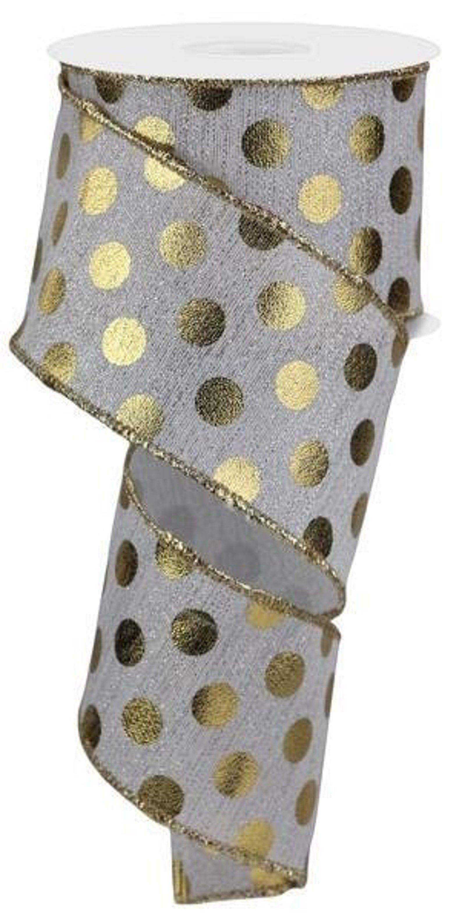 2.5"X10YD  METALLIC POLKA DOTS-SILVER/GOLD Craig Bachman RGE167046