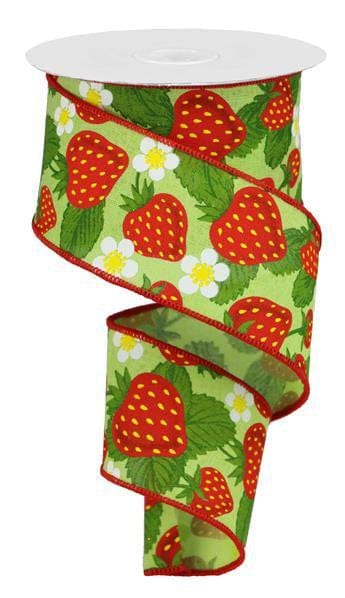 2.5"X10YD Strawberries on Royal - BRT GRN/Yellow/Red/Green Shirley's Direct RGA118409