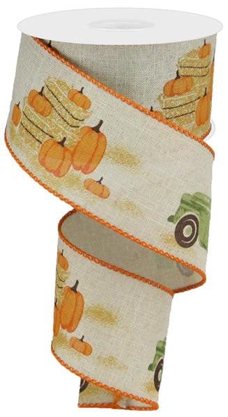 2.5"X10YD Truck W/Pumpkins On Royal - Natural/Moss/Orange/Brown Shirley's Direct RG0183618