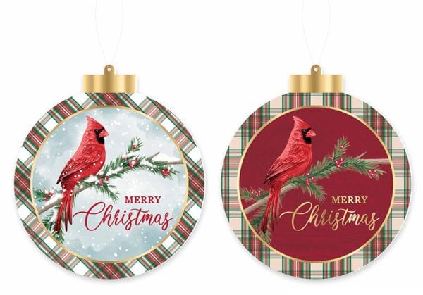 2 Asst 5.5"H Dbl-Sided Christmas Cardinal Ornament Craig Bachman XJ0056