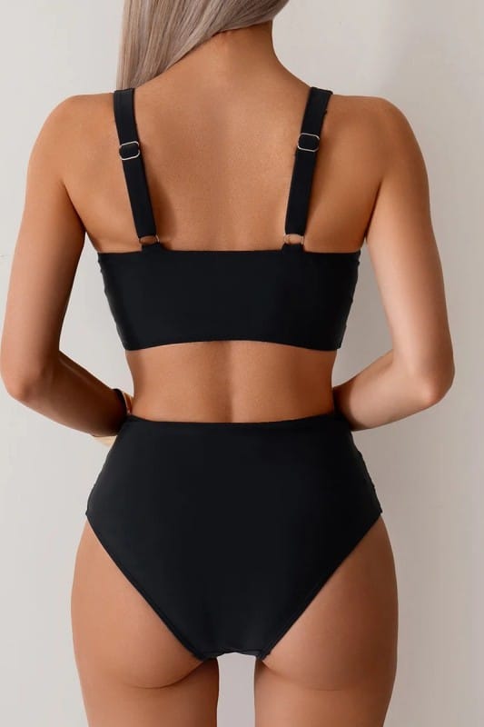 Pink Wrap Front High Waist Bikini 2pc Set AIWEE