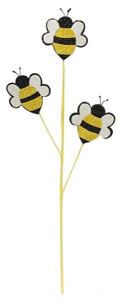 25"L Glitter Bumble Bee Pick X3 - White/Black/Yellow Shirley's Direct MN0042