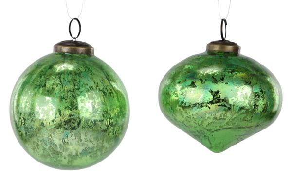 2Asst 4"Dia Irid. Ball/Onion Glass Ornaments Craig Bachman XH705809